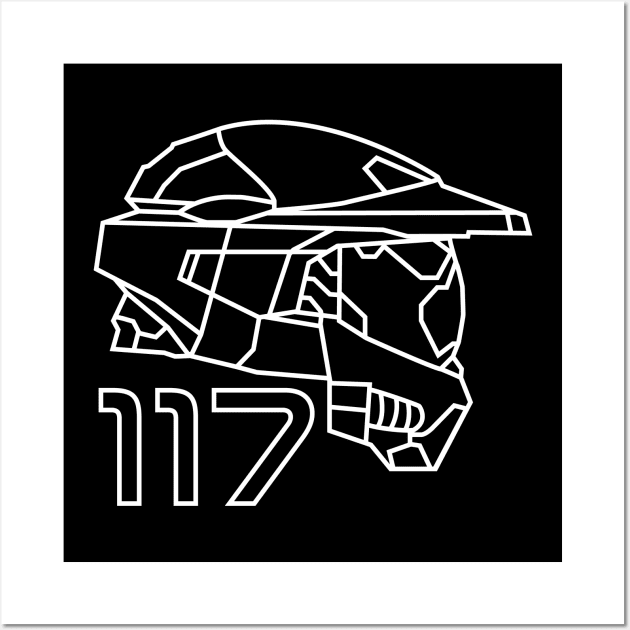 Master Chief 117 Line Art Minimalist Wall Art by OreFather